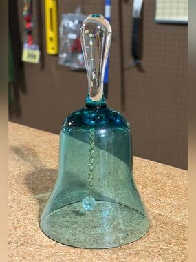 Vintage Hand Blown Light Blue Glass Dinner Bell